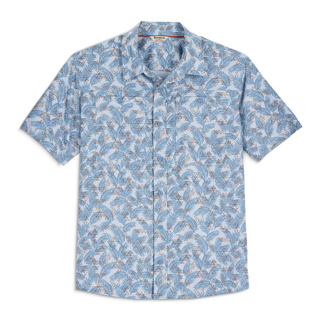 Simms Launch SS Shirt Palm Fish Line Steel Blue