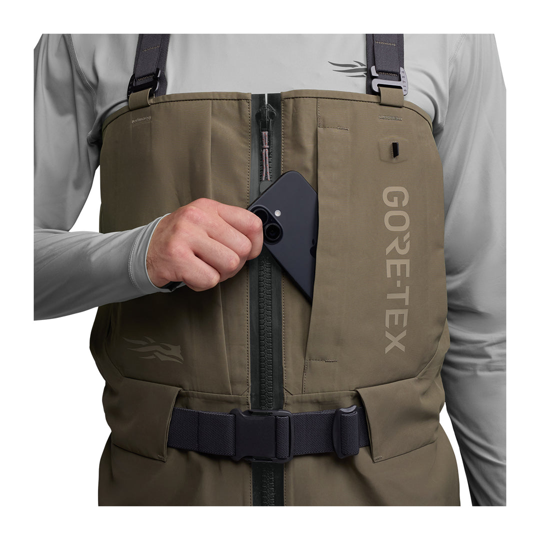 Sitka CrossCurrent Zip GTX Stockingfoot Wader Bark Brown