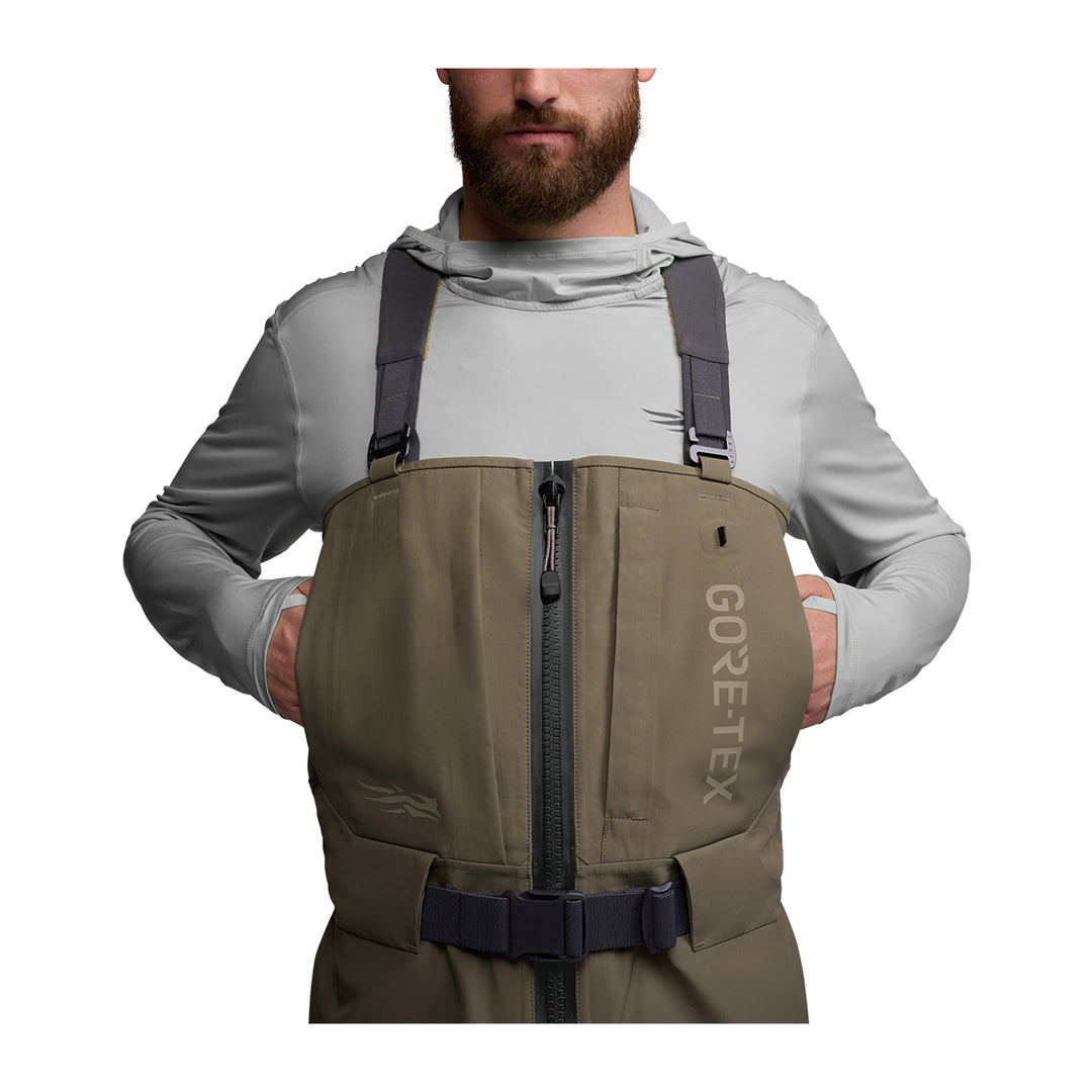 Sitka CrossCurrent Zip GTX Stockingfoot Wader Bark Brown