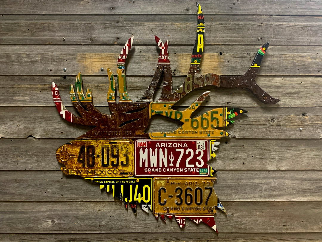 Mixed Western States Elk License Plate Art - Madison River Fishing Company