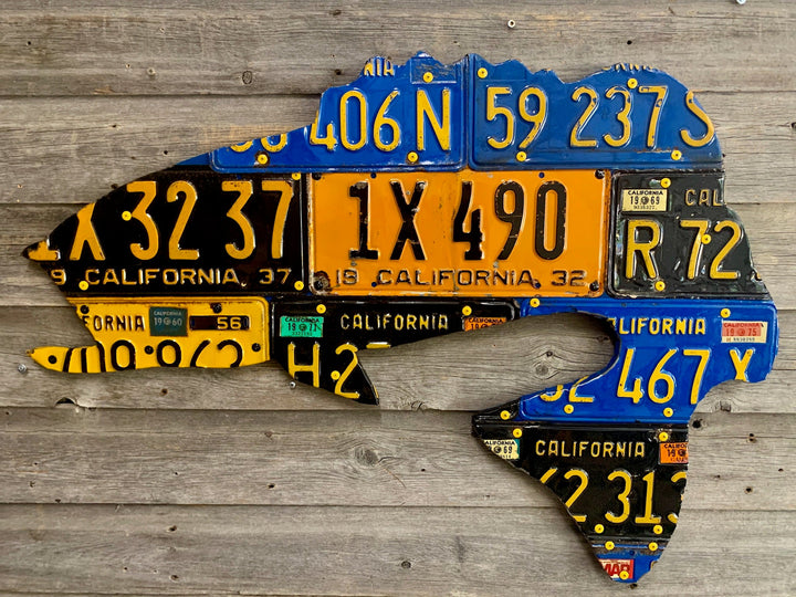 California Antique Largemouth Bass License Plate Art - Madison River Fishing Company