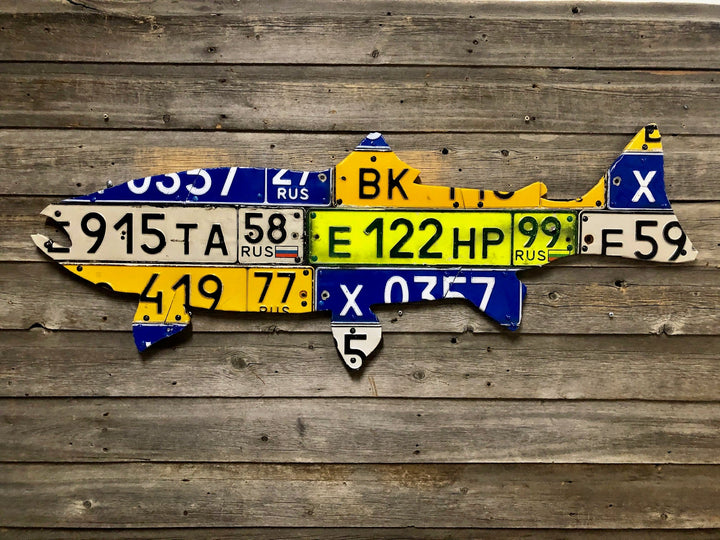 Russian Trout License Plate Art