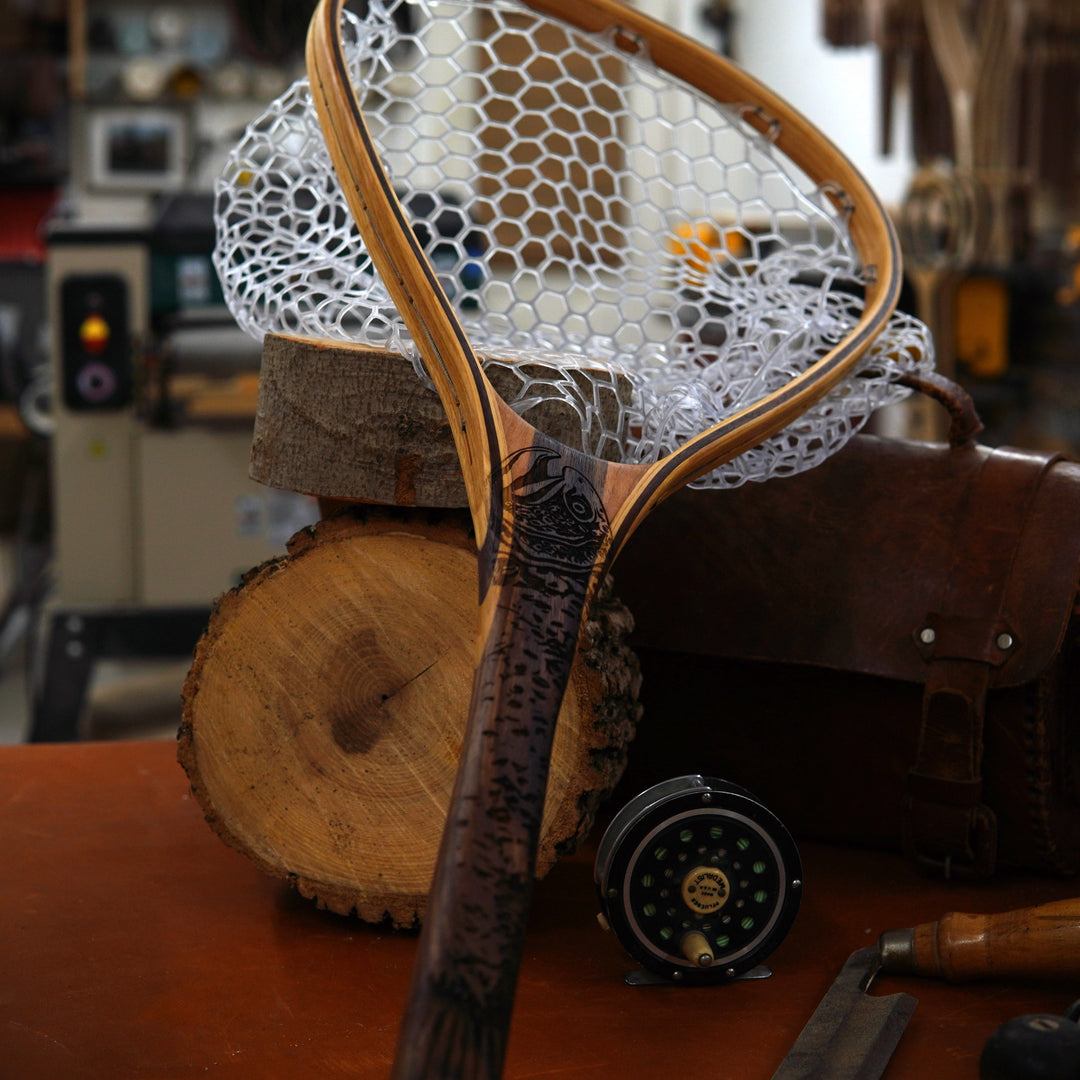 Big Dipper 24"x17" - Brown Trout Engraved - Classic Fly Fishing Traditional Landing Net - Madison River Fishing Company