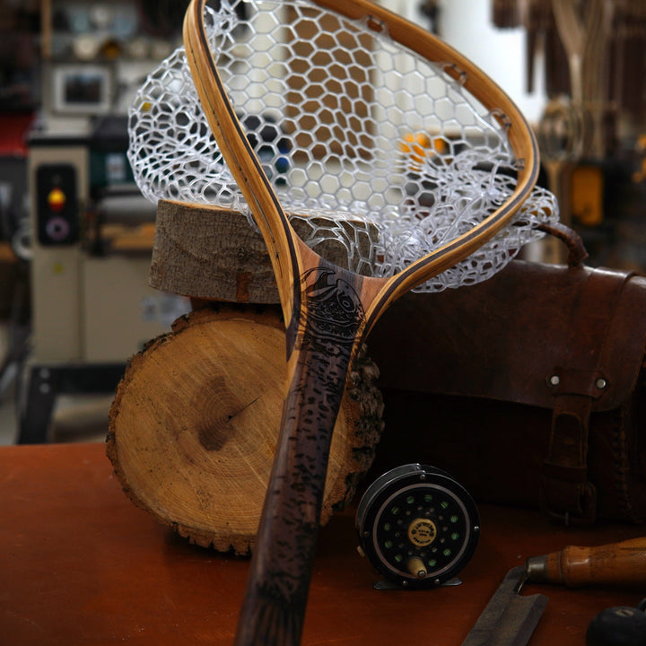 Big Dipper 24"x17" - Brown Trout Engraved - Classic Fly Fishing Traditional Landing Net - Madison River Fishing Company