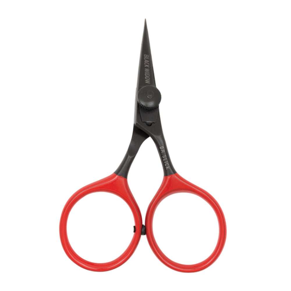Dr. Slick Black Widow All Purpose Razor Scissor 4" Bent Shaft Black and Red