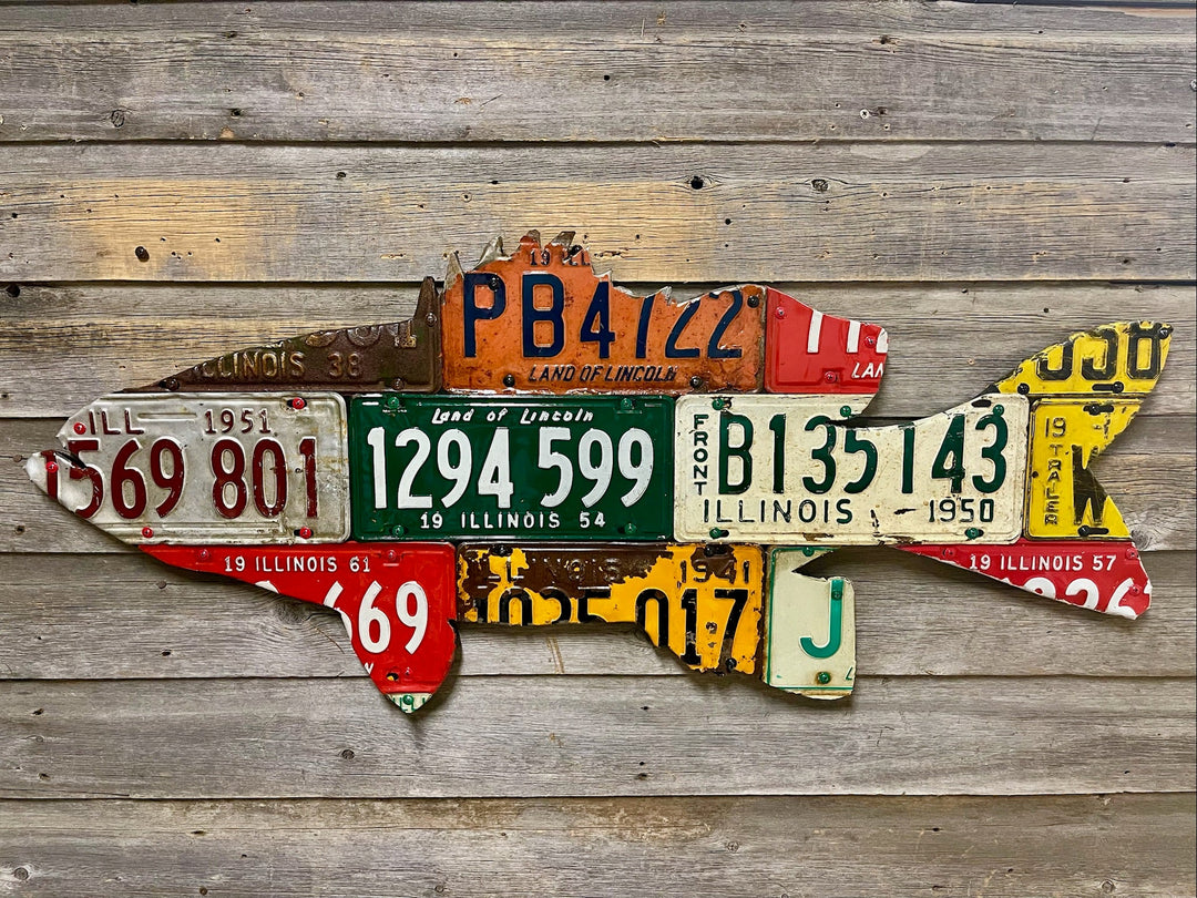 Illinois Bass License Plate Art - Madison River Fishing Company