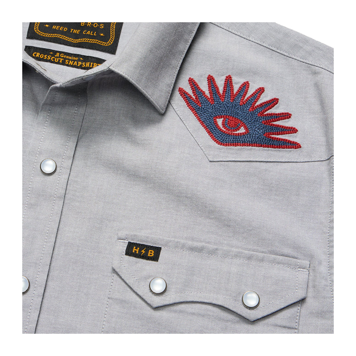 Howler Bros Crosscut Deluxe Snapshirt High Times : Light Grey