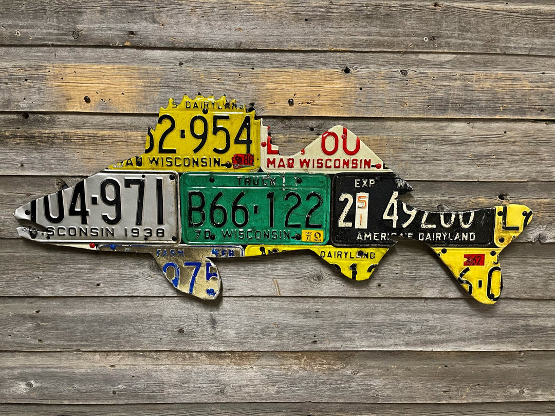 Wisconsin Vintage Walleye License Plate Art