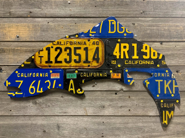 California Antique Trout License Plate Art - Madison River Fishing Company