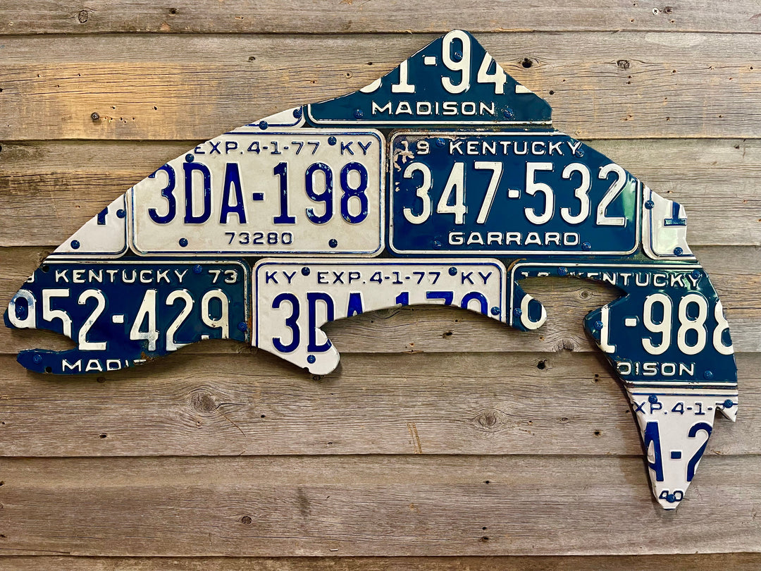 Kentucky Antique Trout License Plate Art - Madison River Fishing Company