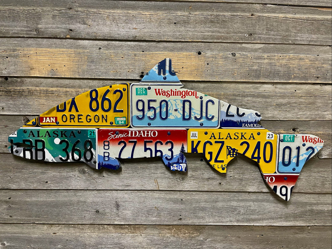 Mixed Pacific Northwest Steelhead License Plate Art - Madison River Fishing Company