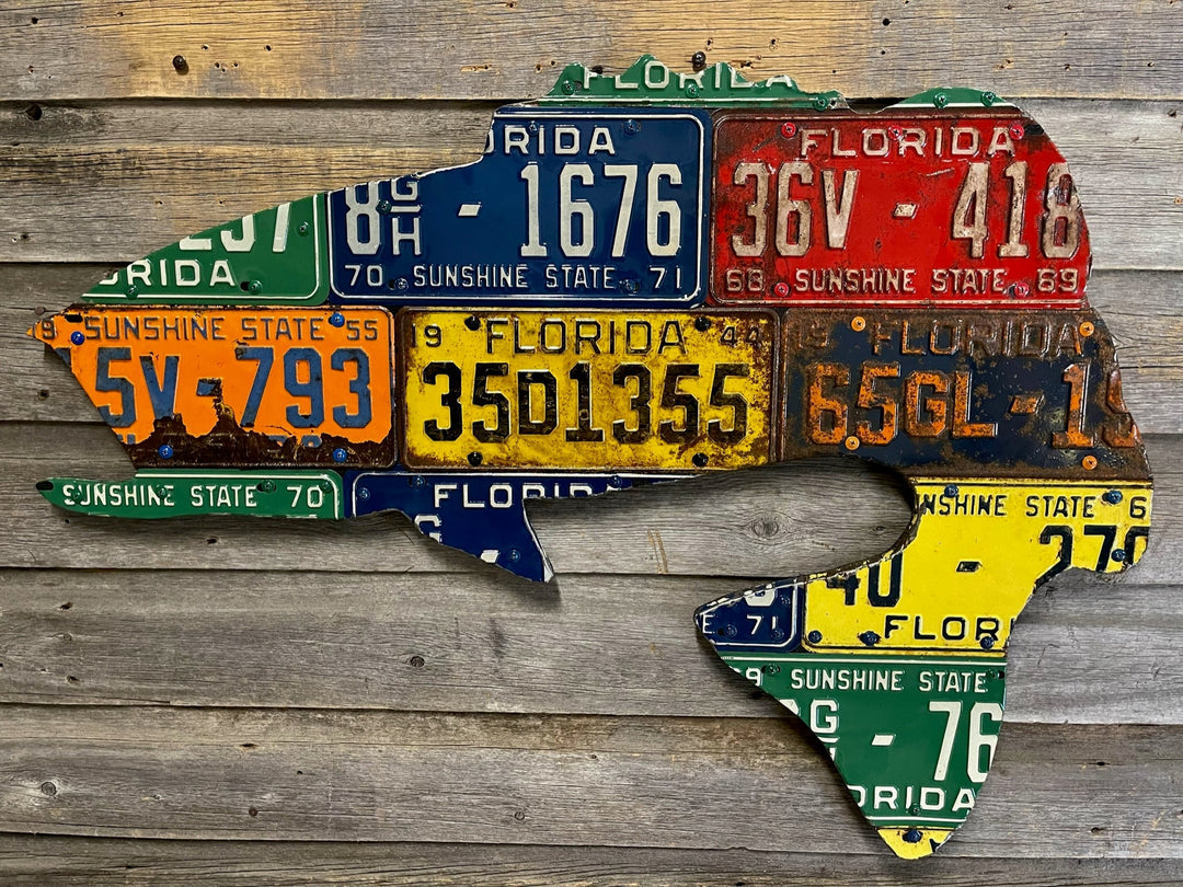 Florida Antique Largemouth Bass License Plate Art - Ready-To-Ship - Madison River Fishing Company