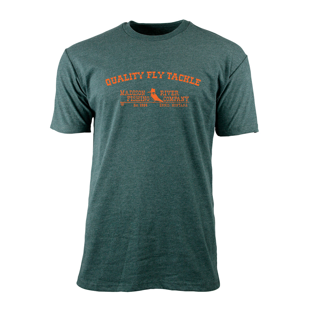 MRFC Logo Quality Fly Tackle Sueded S/S T-Shirt Heather Forest w/Orange Logo