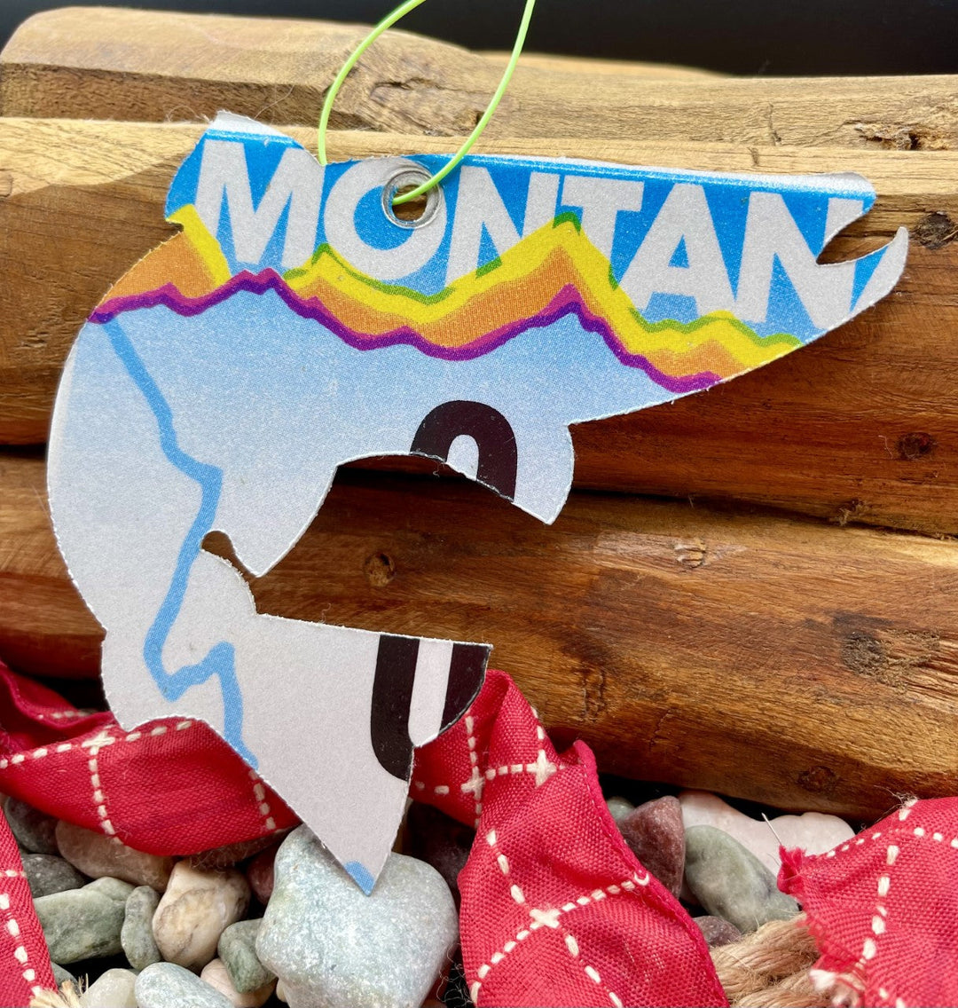 Montana Colorful Jumping Trout License Plate Christmas Ornament