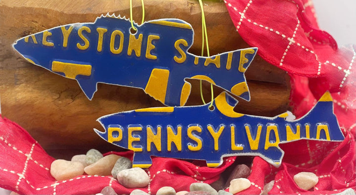 Pennsylvania Trout License Plate Christmas Ornament - Madison River Fishing Company