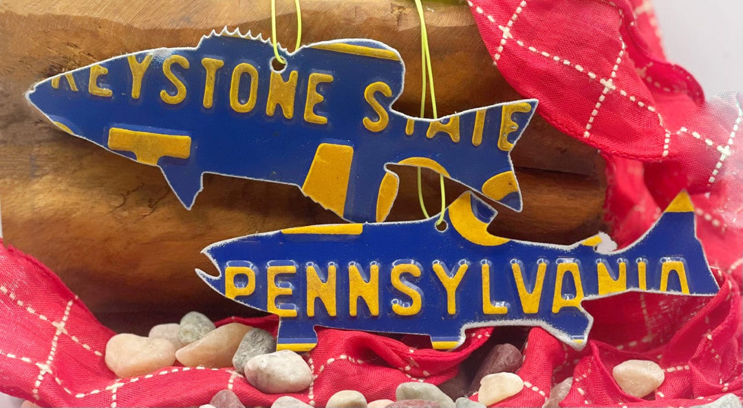 Pennsylvania Smallmouth Bass License Plate Christmas Ornament - Madison River Fishing Company