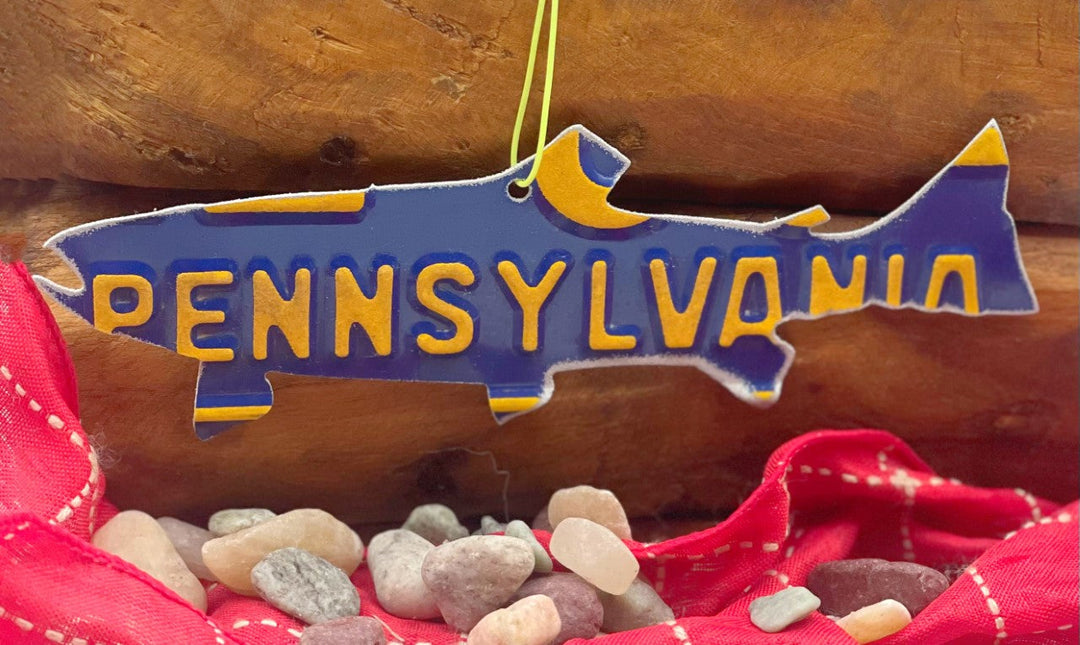 Pennsylvania Trout License Plate Christmas Ornament