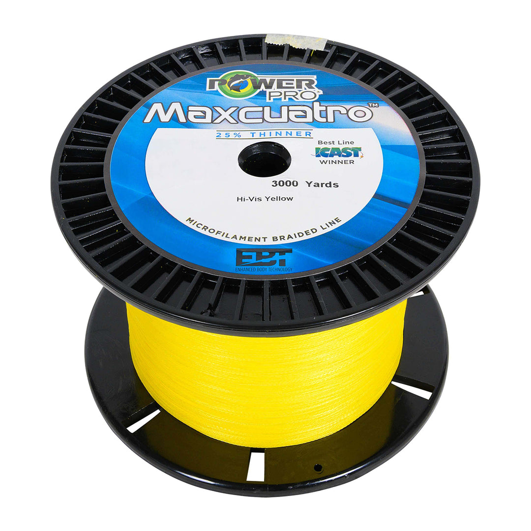 PowerPro Maxcuatro 65lb Backing Hi-Vis Yellow Microfilament Braided Line