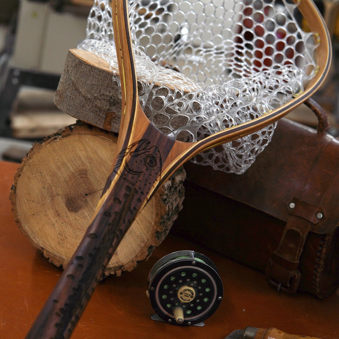 Little Dipper 12"x8" - Rainbow Trout Engraved - Classic Fly Fishing Traditional Landing Net - Madison River Fishing Company