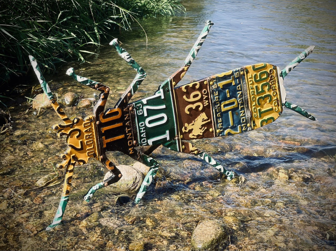 Antique Mixed Western Salmonfly License Plate Art