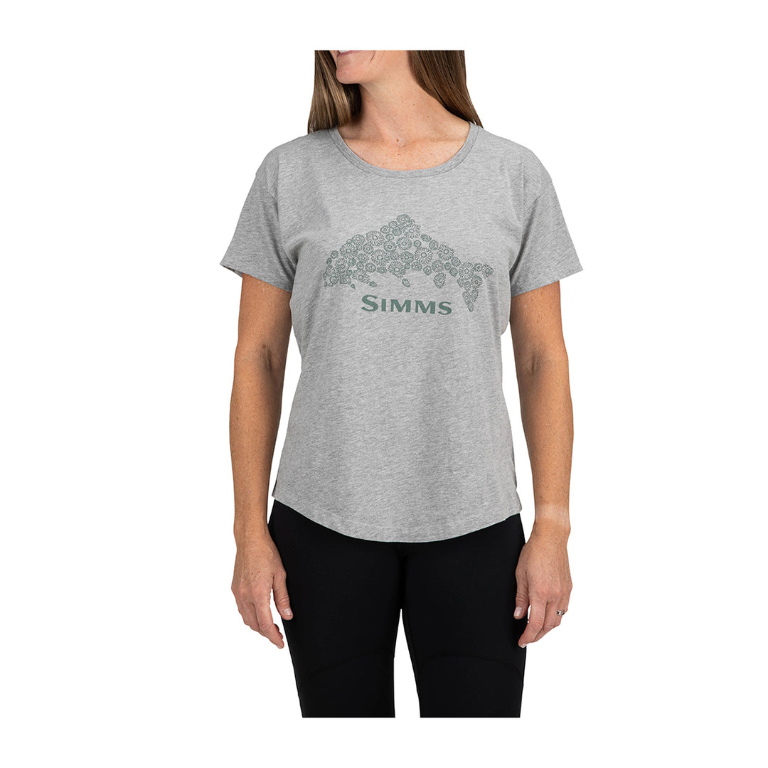 Simms Womens Floral Trout T-Shirt - Grey Heather