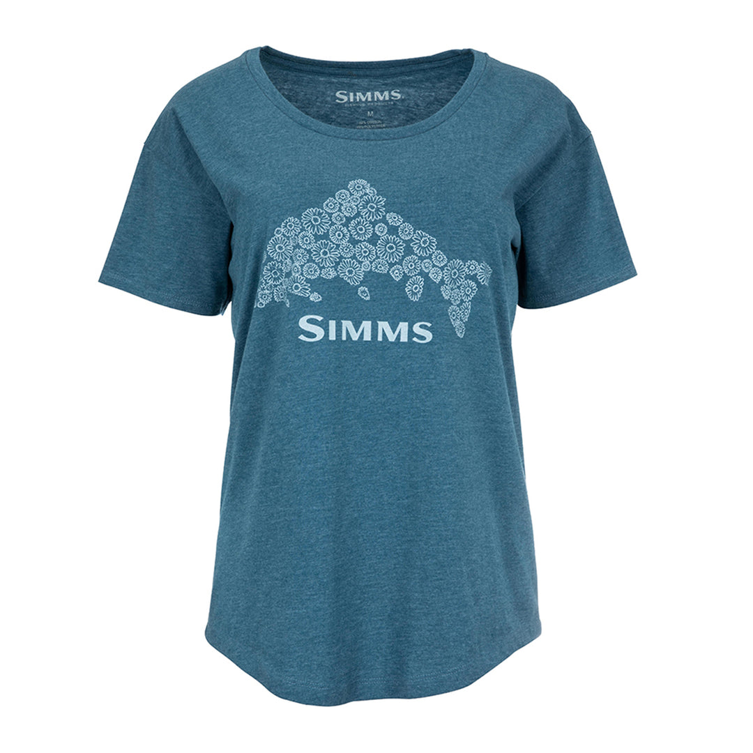 Simms Womens Floral Trout T-Shirt - Steel Blue Heather