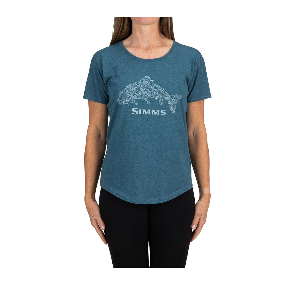 Simms Womens Floral Trout T-Shirt - Steel Blue Heather