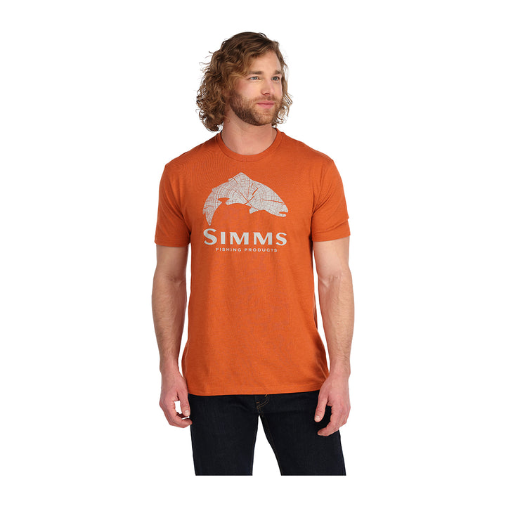 Simms Wood Trout Fill T-Shirt Adobe Heather