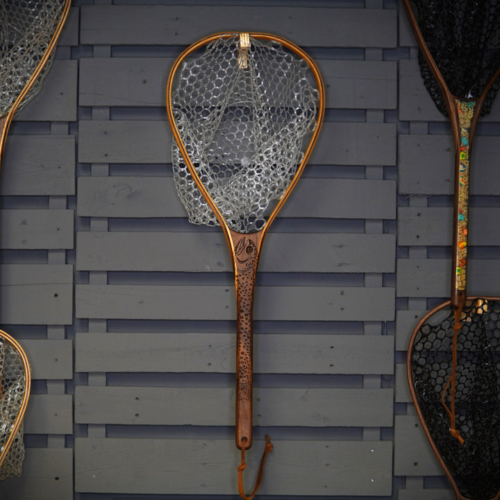 Little Dipper 12"x8" - Brook Trout Engraved - Natural Fly Fishing Traditional Landing Net - Madison River Fishing Company