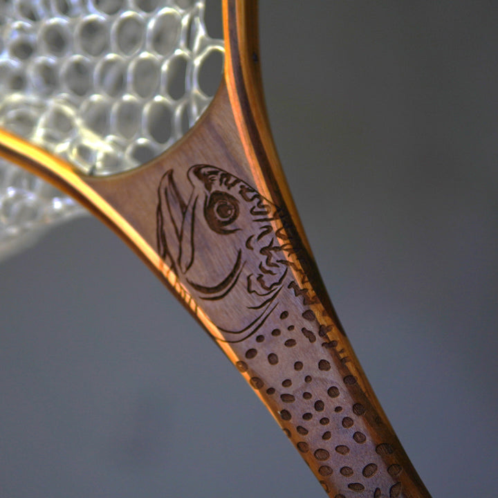 XL 18"x14" - Brook Trout Engraved - Natural Fly Fishing Traditional Landing Net - Madison River Fishing Company