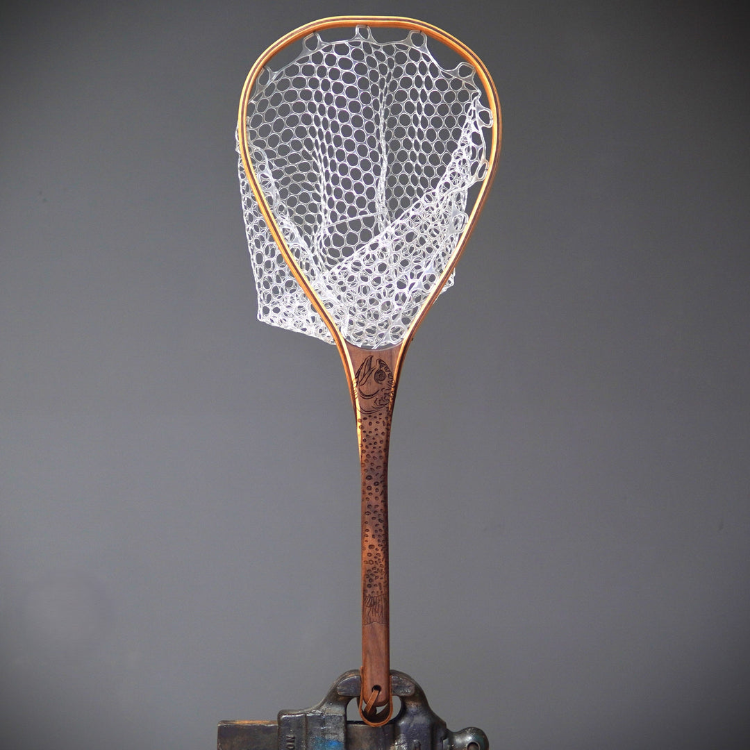 Little Dipper 12"x8" - Brook Trout Engraved - Natural Fly Fishing Traditional Landing Net - Madison River Fishing Company