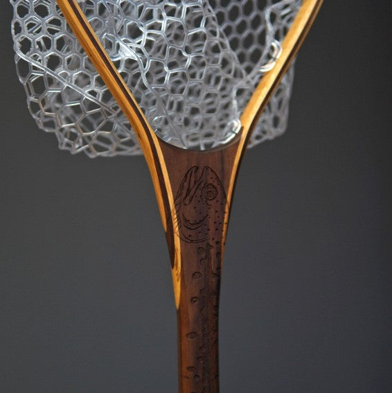 XL 18"x14" - Rainbow Trout Engraved - Natural Fly Fishing Traditional Landing Net - Madison River Fishing Company