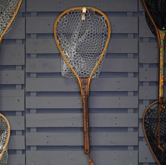 XL 18"x14" - Rainbow Trout Engraved - Natural Fly Fishing Traditional Landing Net - Madison River Fishing Company
