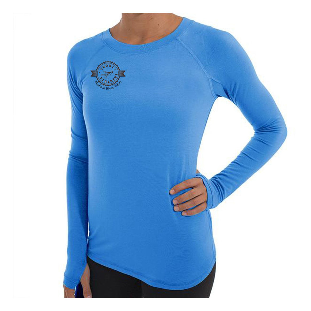 Free Fly MTS Logo Womens Bamboo Midweight L/S Shirt - Surf Blue X-Large