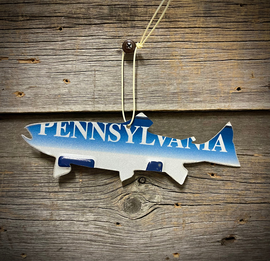 Modern Pennsylvania Trout License Plate Christmas Ornament - Madison River Fishing Company