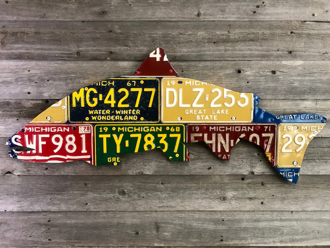 Michigan Steelhead License Plate Art - Madison River Fishing Company