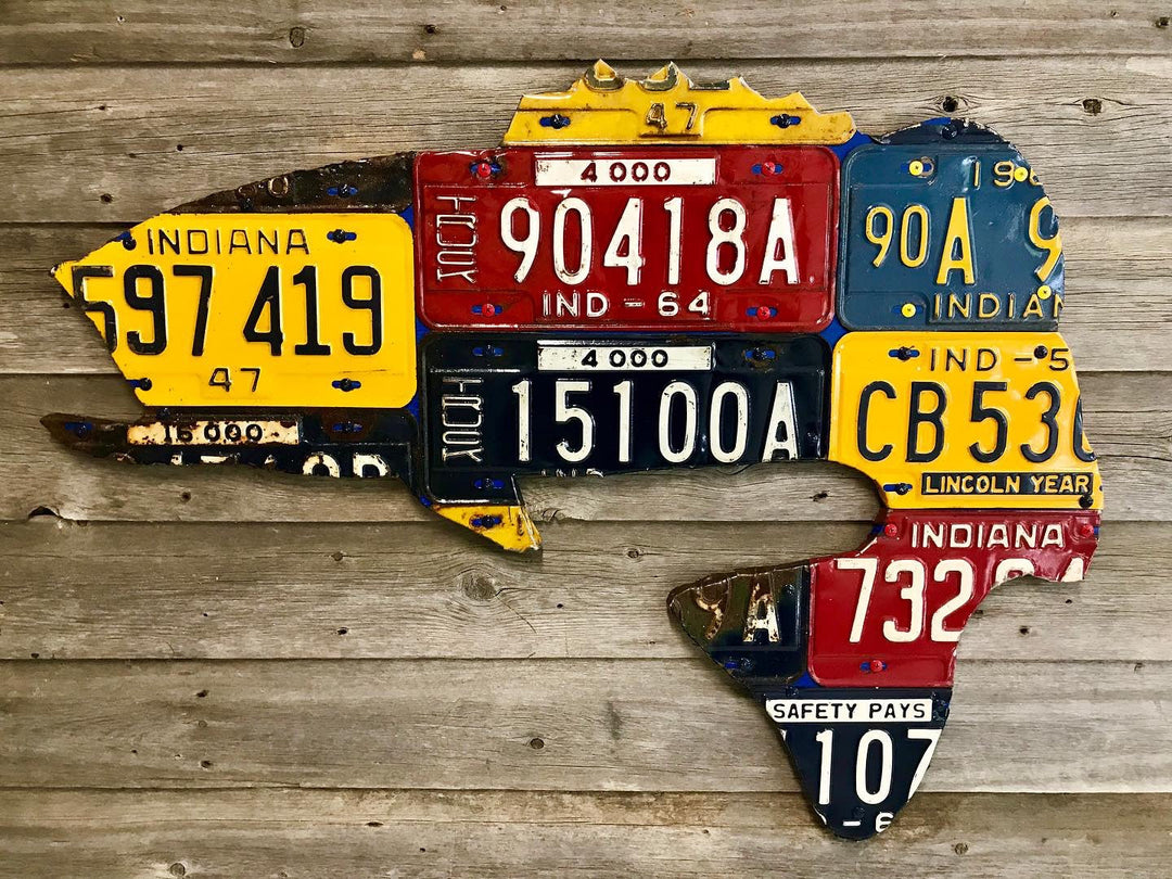 Indiana Largemouth Bass License Plate Art - Madison River Fishing Company