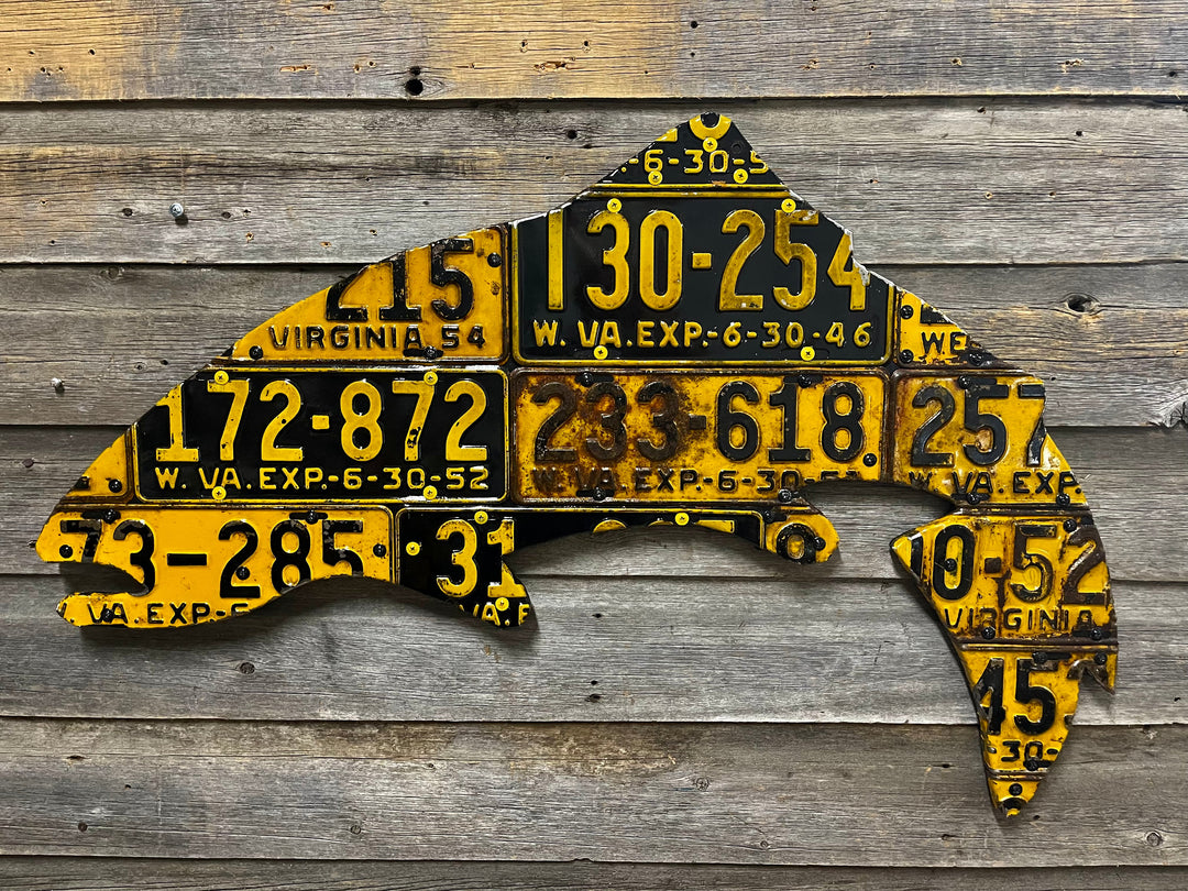 West Virginia Vintage Trout License Plate Art - Madison River Fishing Company