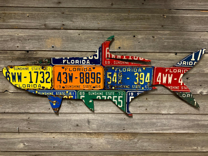 Florida Tarpon Antique License Plate Art