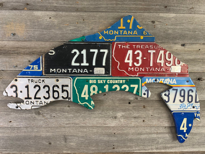 Montana Vintage Trout License Plate Art - Madison River Fishing Company
