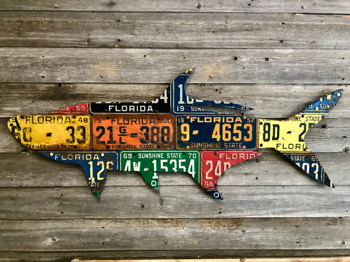 Florida Tarpon Antique License Plate Art