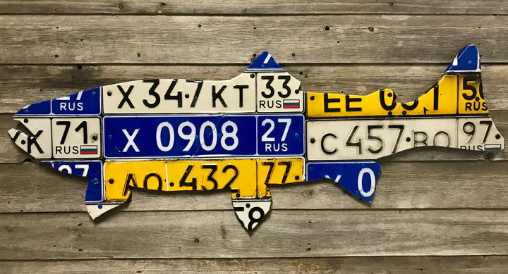Russian Trout License Plate Art