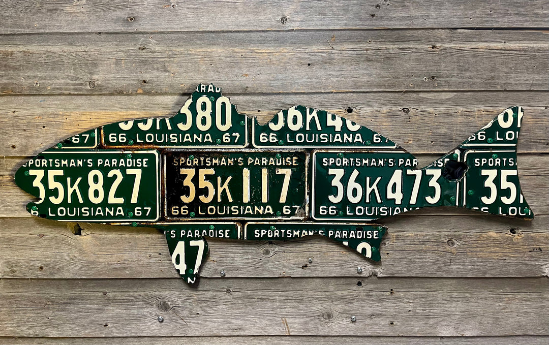 Louisiana Redfish Antique License Plate Art - Madison River Fishing Company