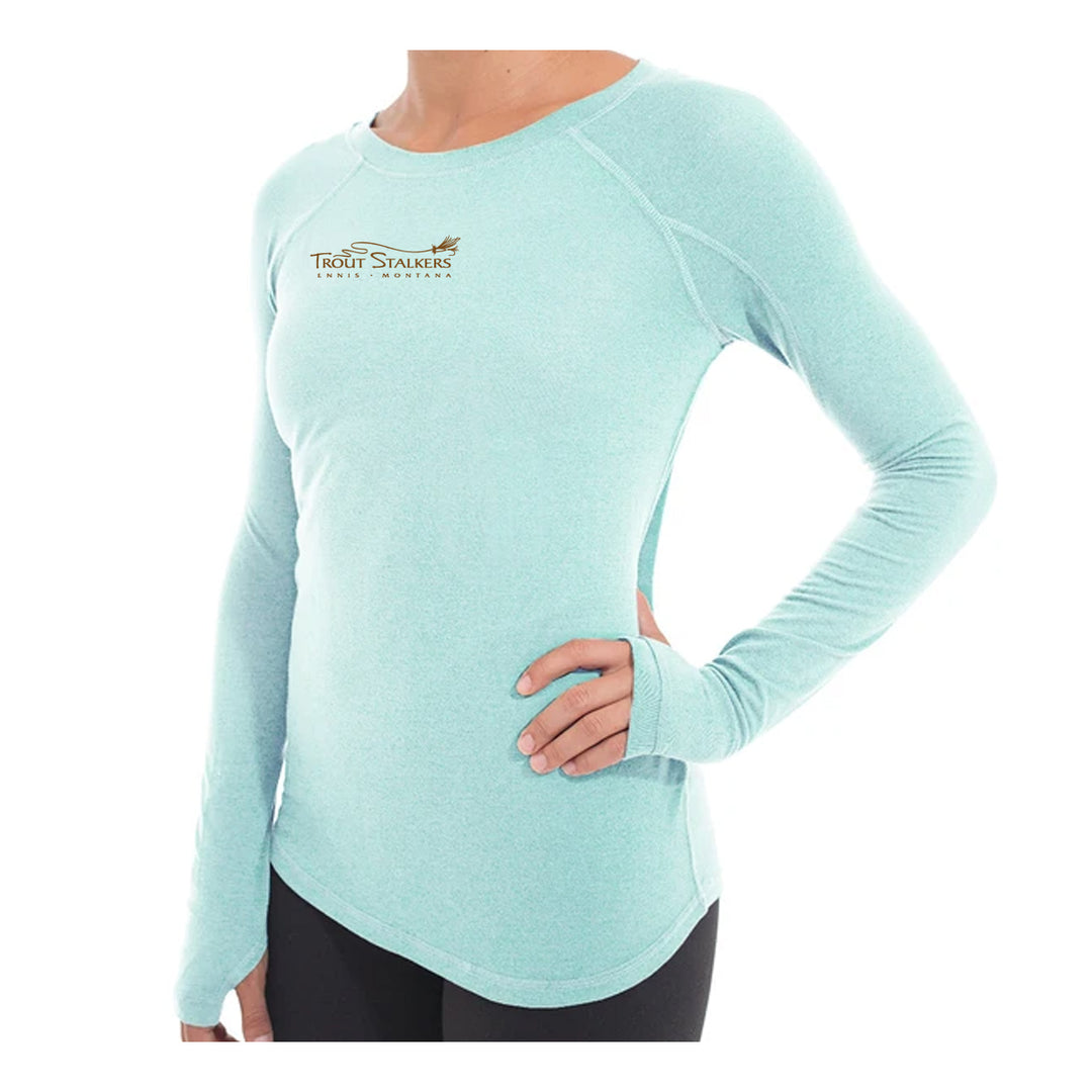 Free Fly MTS Logo Womens Bamboo Midweight L/S Shirt - Heather Mint X-Large