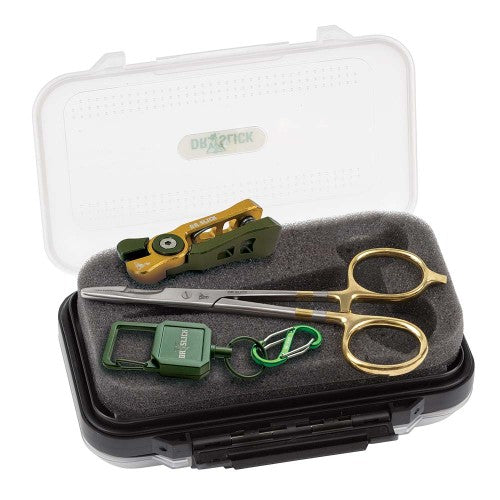 Cyclone Nipper Gold Scissor Clamp 5.5" Gift Set w/Fly Box
