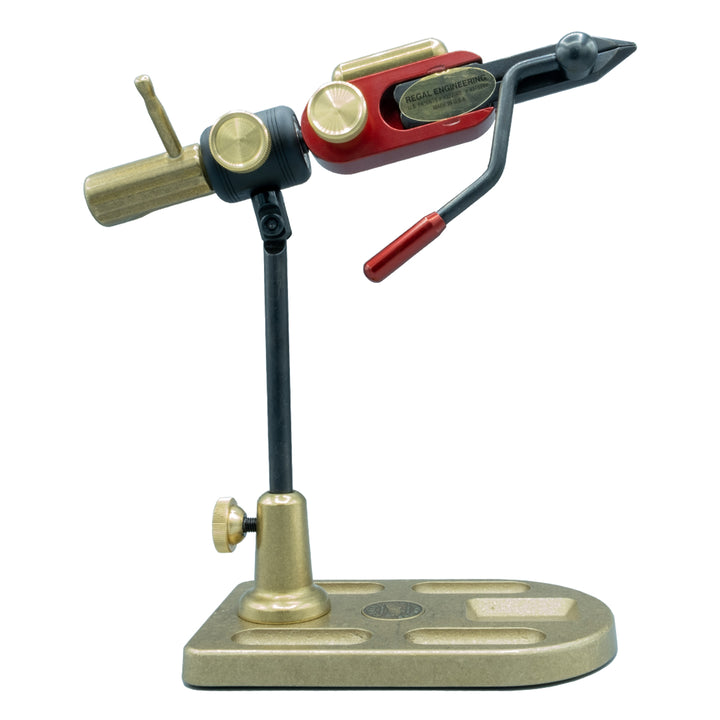 Regal Revolution Vise - Standard Jaw with Bronze Pocket Base Hot Rod Red - Madison River Fishing Company
