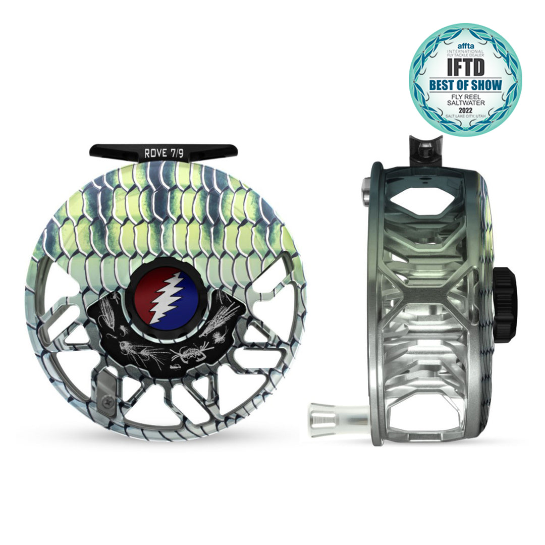 abel grateful dead fly reel Abel ROVE Reel 7/9 Bonefish, Grateful Dead Lightning Bolt with Platinum Handle