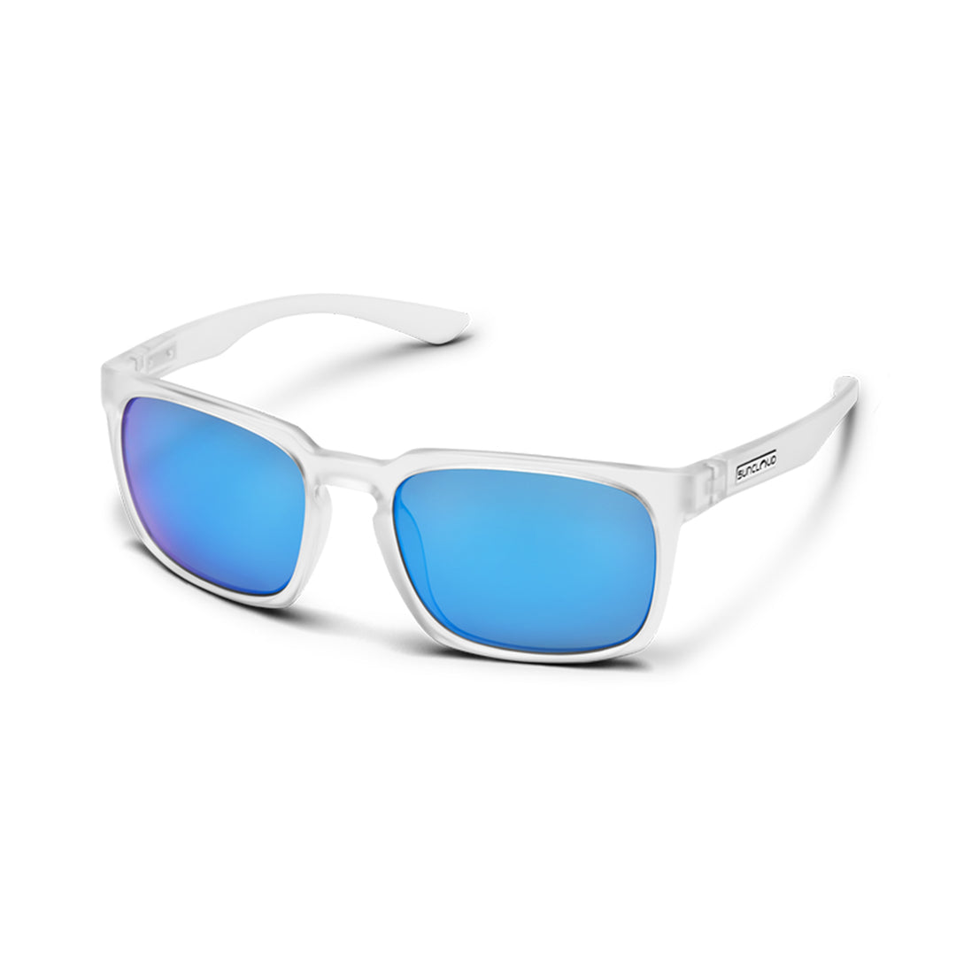 Suncloud Hundo Sunglasses Matte Crystal Polarized Blue Mirror