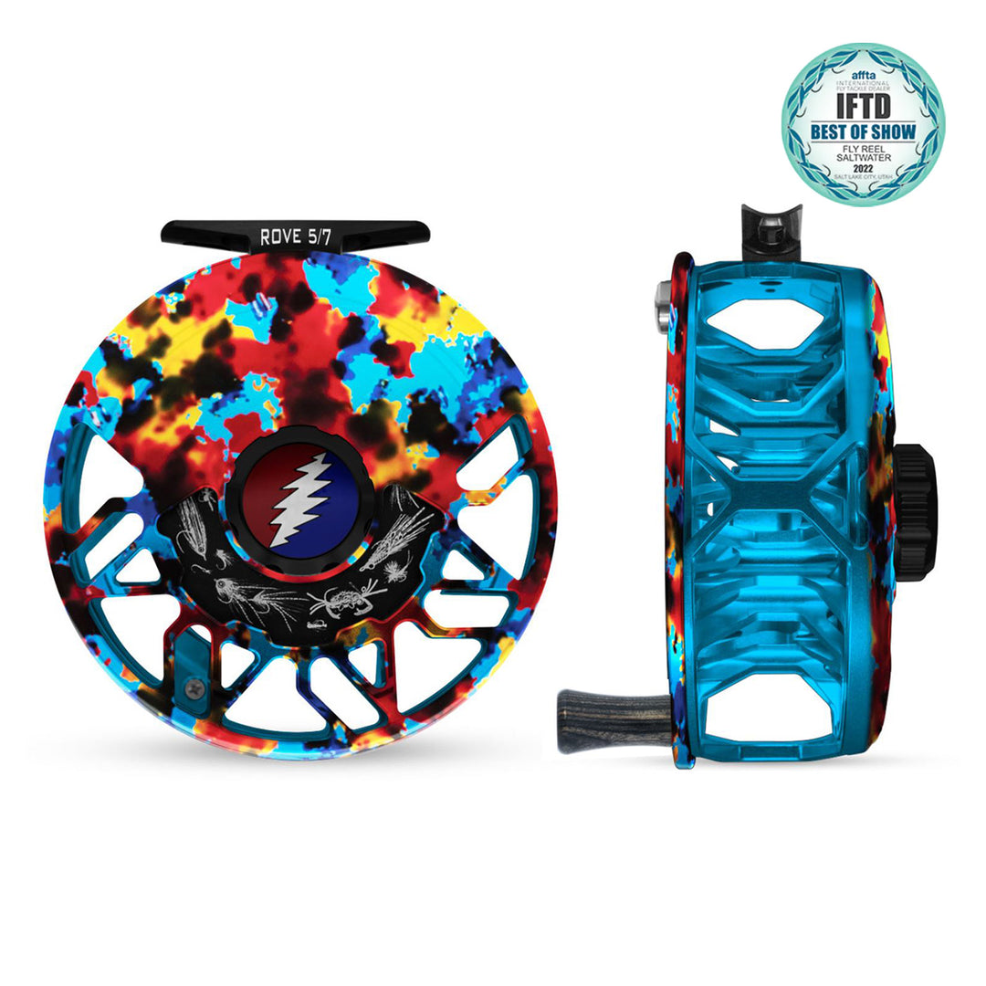 abel fly reel grateful dead Abel ROVE Reel 5/7 Retro Caribbean, Grateful Dead Lightning Bolt Drag Knob with Ebony Handle