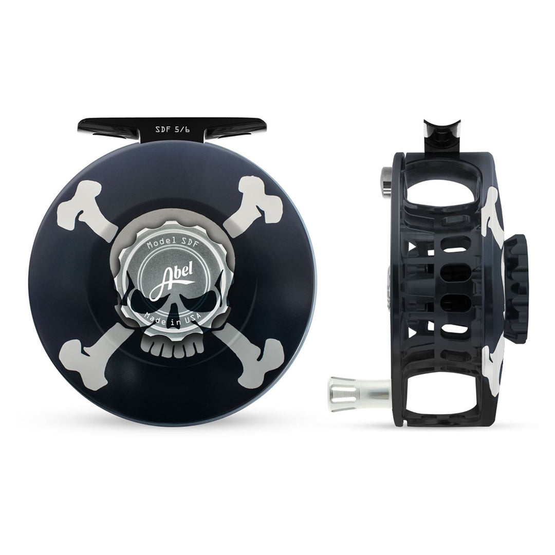 Abel SDF Reel Solid 5/6 Skull and Crossbones with Platinum Handle